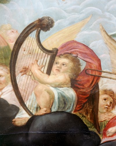 Chérubin jouant de la harpe (détail) - English School