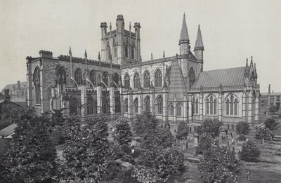 Chester : La cathédrale, depuis les remparts de la ville - English School