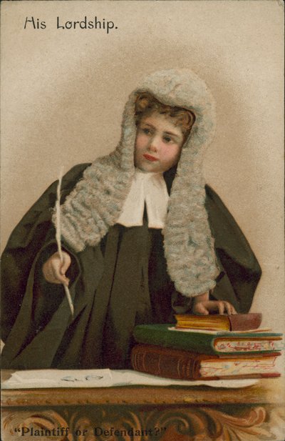 Enfant habillé en juge (lithographie couleur) - English School