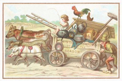 Enfant conduisant un chariot, Carte de Noël - English School