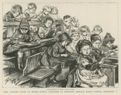 Enfants au travail après le dîner - English School