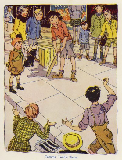 Enfants jouant au cricket dans la rue - English School
