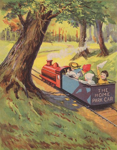 Enfants montant sur un chemin de fer miniature - English School