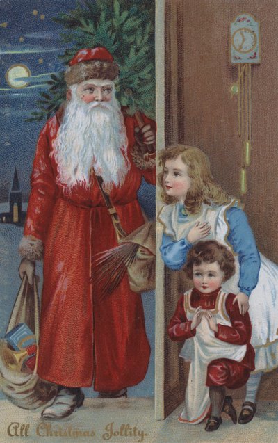 Enfants attendant le Père Noël, carte de Noël - English School