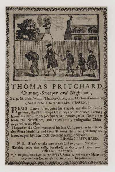 Ramoneurs, Thomas Pritchard, carte de visite - English School