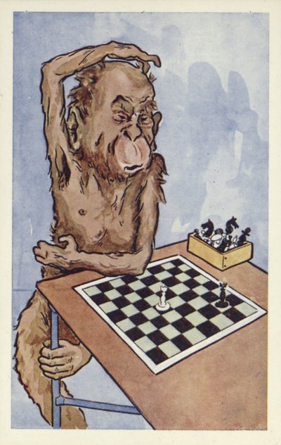 Chimpanzé réfléchissant à un coup d