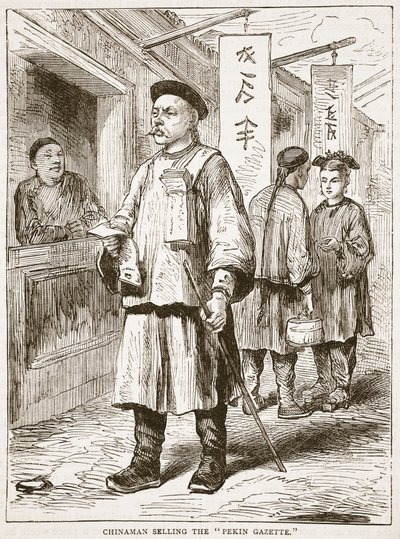 Chinois vendant la Gazette de Pékin, illustration de Cassells Illustrated History of England - English School