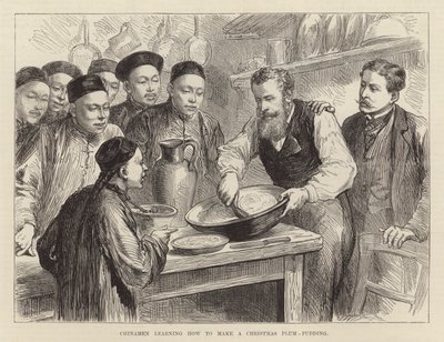 Chinois apprenant à faire un pudding de Noël aux prunes - English School