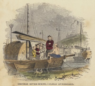 Scène de Rivière Chinoise, Enfant à la Mer - English School