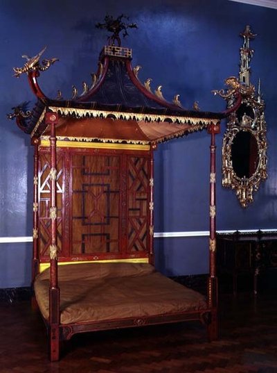 Lit de style chinois Chippendale, de Badminton, Gloucestershire, 1750-54 - English School