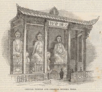 Temple chinois et idoles colossales de Bouddha - English School