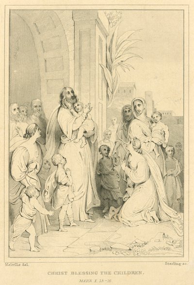 Christ bénissant les enfants, Marc X, 13-16 - English School