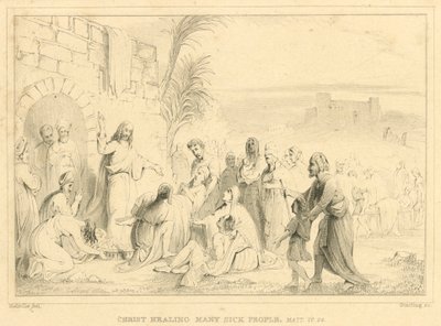 Christ guérissant de nombreuses personnes malades, Matthieu IV, 24 - English School
