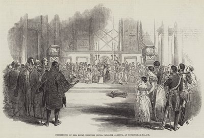 Baptême de Son Altesse Royale Louisa Caroline Alberta, au palais de Buckingham (gravure) - English School