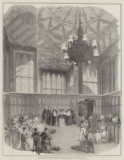 Baptême du prince Alfred, dans la chapelle privée, château de Windsor - English School