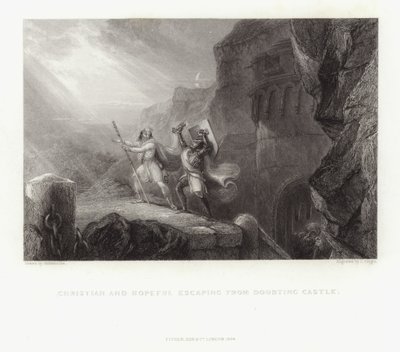 Christian et Hopeful échappant du château douteux - English School