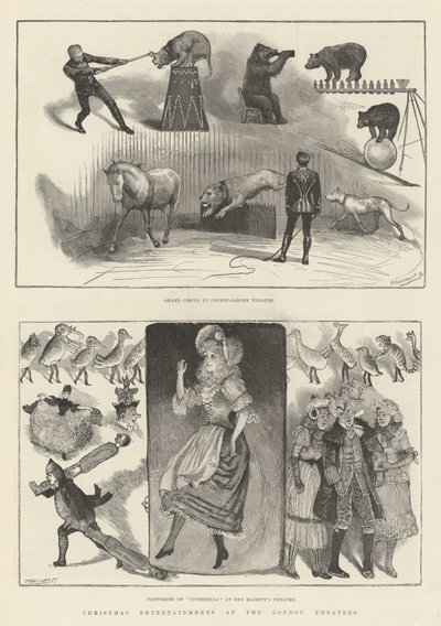 Divertissements de Noël dans les théâtres de Londres (gravure) - English School