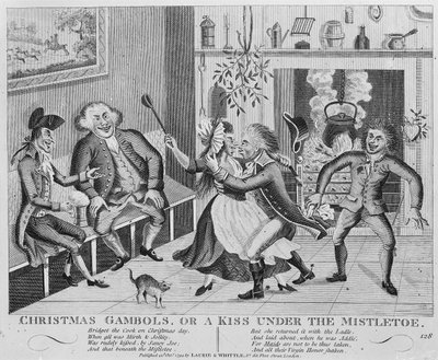 Jeux de Noël, ou un baiser sous le gui, 1794 (gravure) - English School