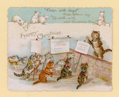 Carte de Noël, avec des chats et des souris - English School