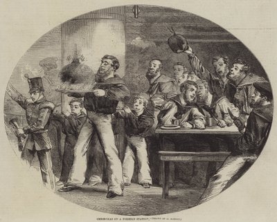 Noël dans une station étrangère (gravure) - English School