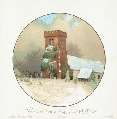 Église dans la neige, Carte de Noël - English School