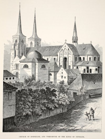 Église de Roeskilde et maison-tombeau des rois du Danemark, de A Memorial of the Marriage of Edward VII and Alexandra of Denmark, pub. 1864 - English School