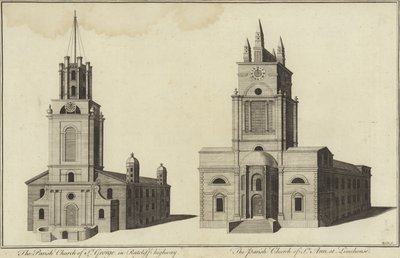 Église St George, Ratcliff Highway et église St John, Limehouse, Londres - English School