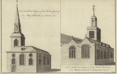 Église St Mary Abchurch, Abchurch Lane et église St Martin Outwich dans Threadneedle Street, Londres - English School