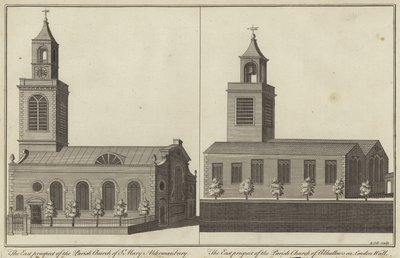 Église St Mary, Aldermanbury et église Allhallows sur London Wall, Londres - English School