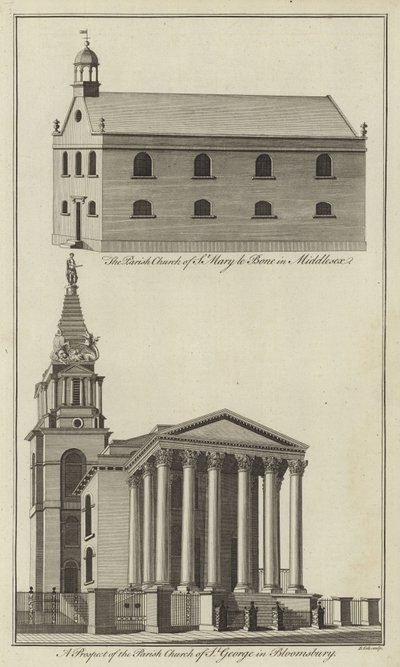 Église St Marylebone à Middlesex et Église St George à Bloomsbury, Londres - English School