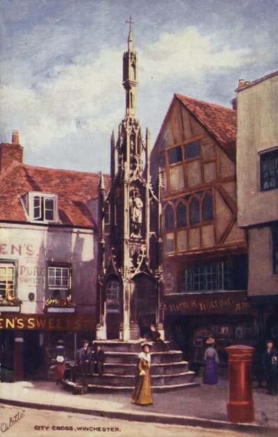 City Cross, Winchester (lithographie couleur) - English School