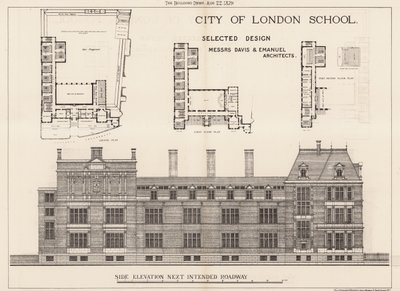 City of London School; élévation latérale - English School