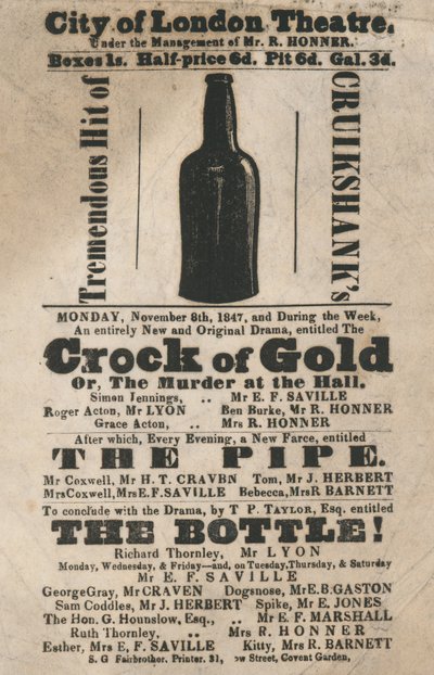 Théâtre de la ville de Londres, publicité, 1847 - English School