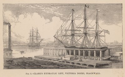 Ascenseur hydraulique de Clarks, Victoria Docks, Blackwall - English School