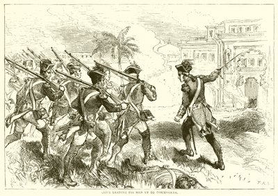 Clive menant ses hommes à Conjeveram (1751) - English School