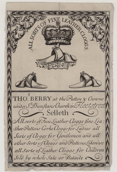Fabricant de sabots, Thomas Berry, carte de visite - English School