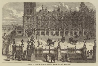 Cloître devant la maison du président, New Palace-Yard, Westminster (gravure) - English School