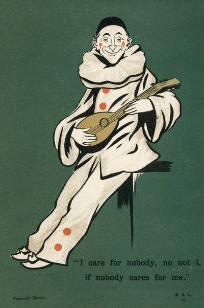 Clown jouant du luth (litho couleur) - English School