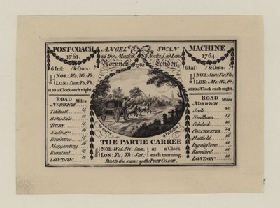 Coche, Norwich à Londres, carte de visite - English School