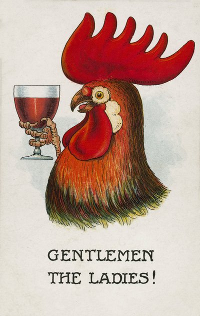 Coq portant un toast aux dames (lithographie couleur) - English School