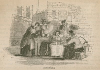 Étal de café dans une rue de Londres - English School