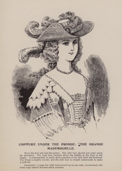 Coiffure sous la Fronde, la Grande Mademoiselle (gravure) - English School