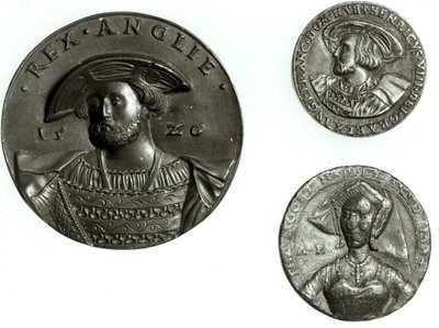 Pièces de monnaie représentant Henry VIII et Anne Boleyn - English School