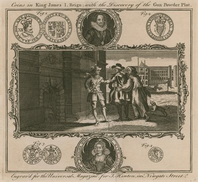 Pièces de monnaie sous le règne de Jacques Ier, avec la découverte du complot des poudres - English School