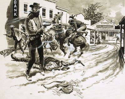 Cole Younger, membre du gang de Jesse James, dans une fusillade - English School