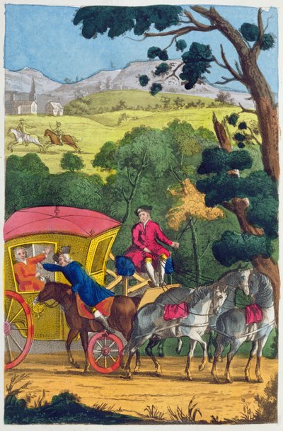 Le colonel Jack volant Mary Smith dans Maidenhead Thicket, illustration de Les Vies et Aventures des Plus Célèbres Bandits et Voleurs de Rue, publié en 1822 - English School