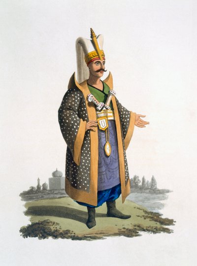 Colonel des janissaires avec bijoux et poignards, 1818 - English School