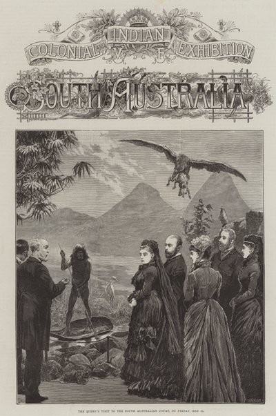 Exposition coloniale et indienne, Australie du Sud, visite de la reine au tribunal sud-australien, vendredi 21 mai (gravure) - English School