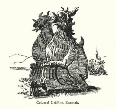 Griffons colossaux, Birmanie (gravure) - English School