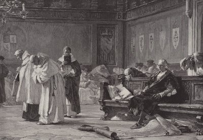 Colomb devant le Conseil de Salamanque (gravure) - English School